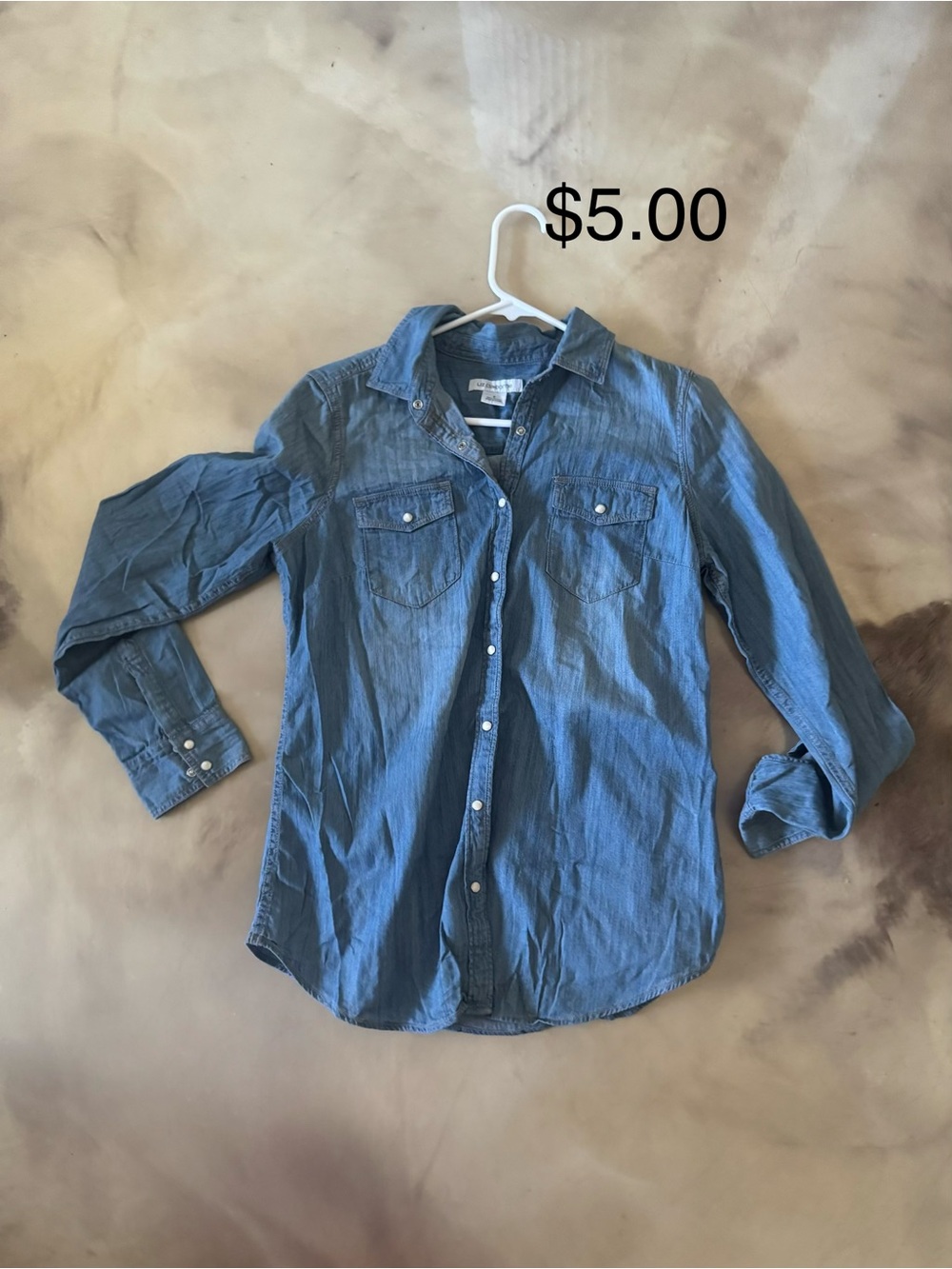 Liz Claiborne Chambray Button-Front Shirt in Dusty Blue